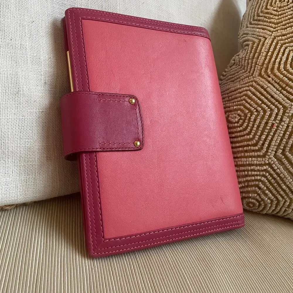 Coach Legacy Turnlock Planner Cover Pink Leather Agenda, Pen, Notebook Rare Y2K